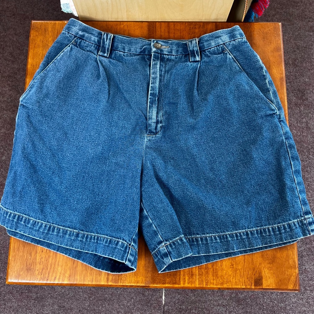 Vintage Pleated High-Waist Denim Shorts